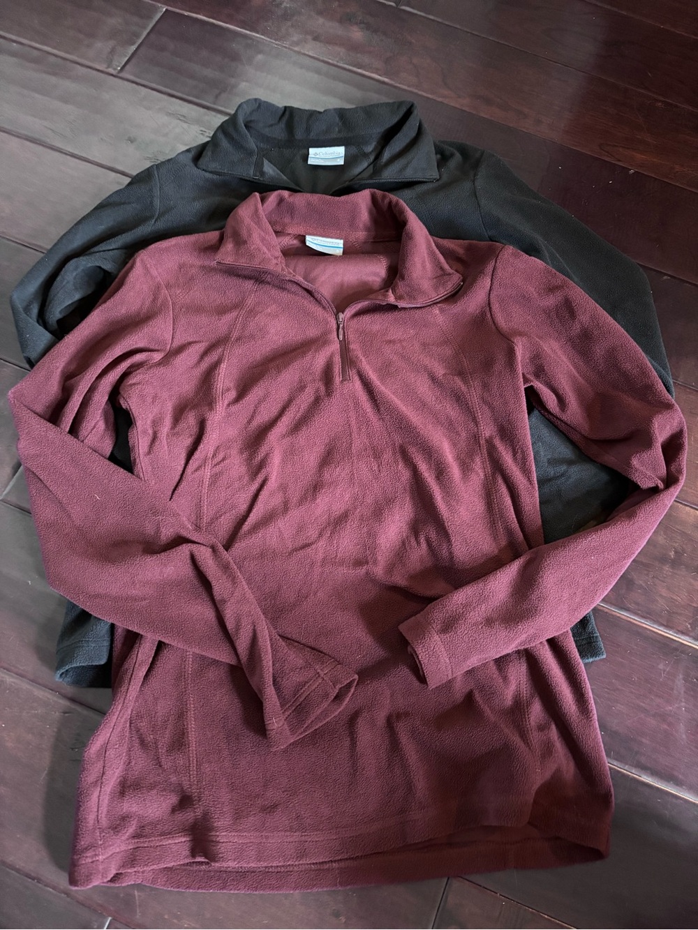 2 Columbia Quarter-Zip Fleece Pullover - Burgundy & Black